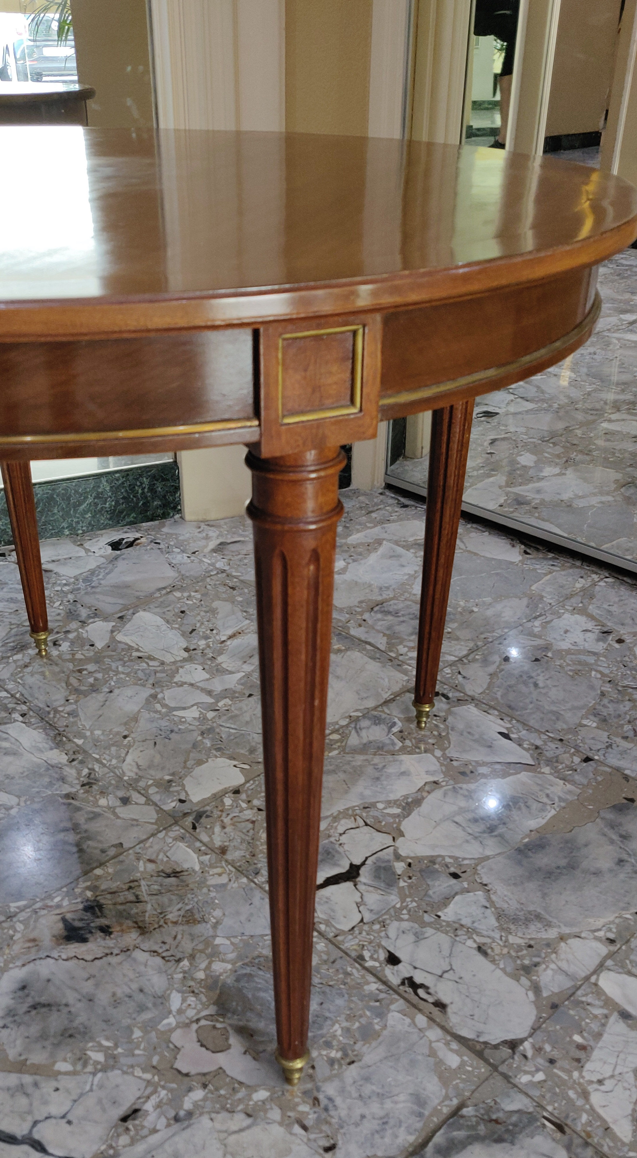 Louis XVI dining table in cherry and bronze
