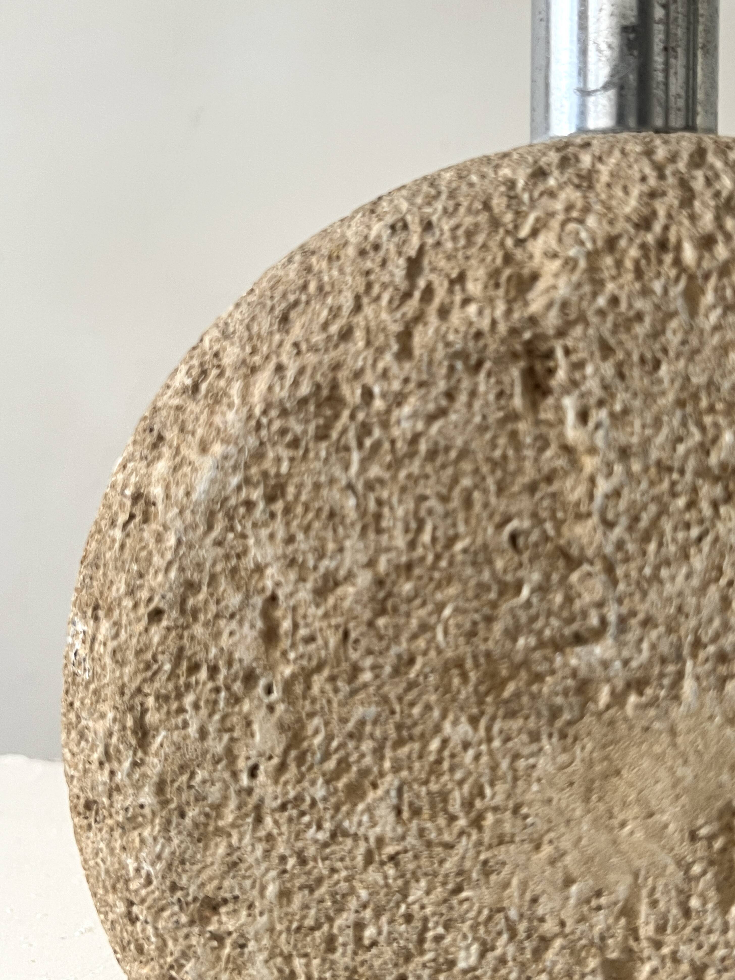 Sculptural lamp base in limestone by Albert Tormos or Fratelli.