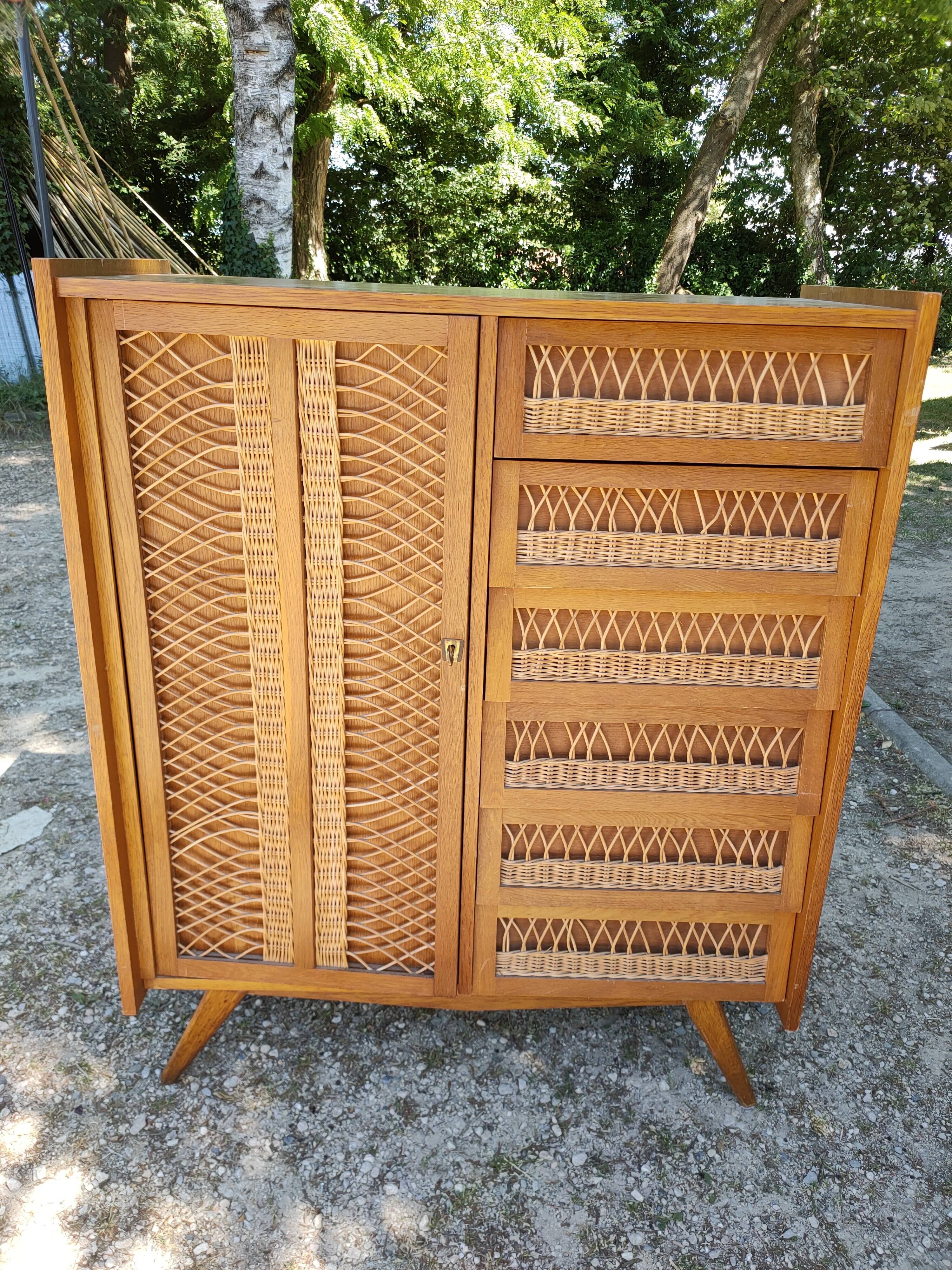 Wardrobe, vintage rattan wardrobe