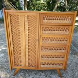 Wardrobe, vintage rattan wardrobe