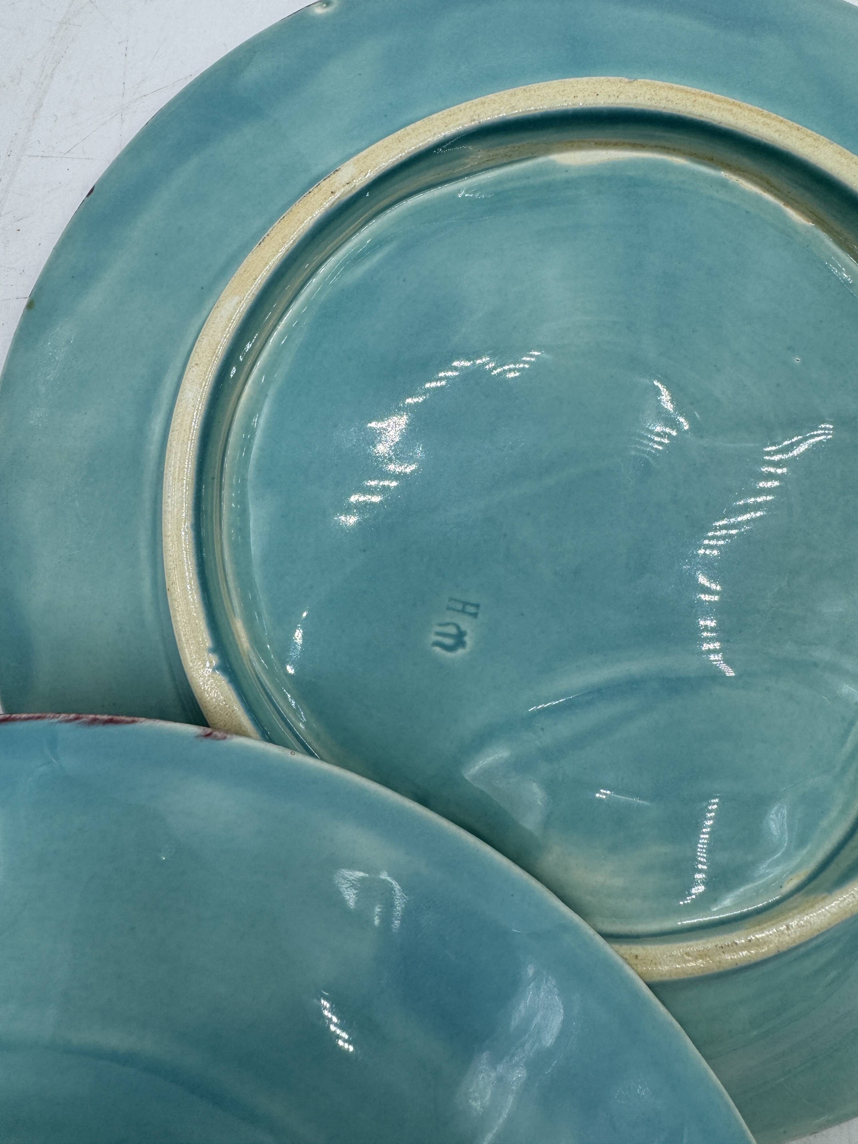 6 19th century plates in Luneville barbotine, asparagus or artichoke