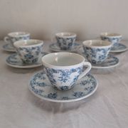 6 cups and saucers Rivanel in vintage 70's opaline