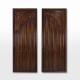 Pair large carved Portuguese oak wall panels, ca. 1850