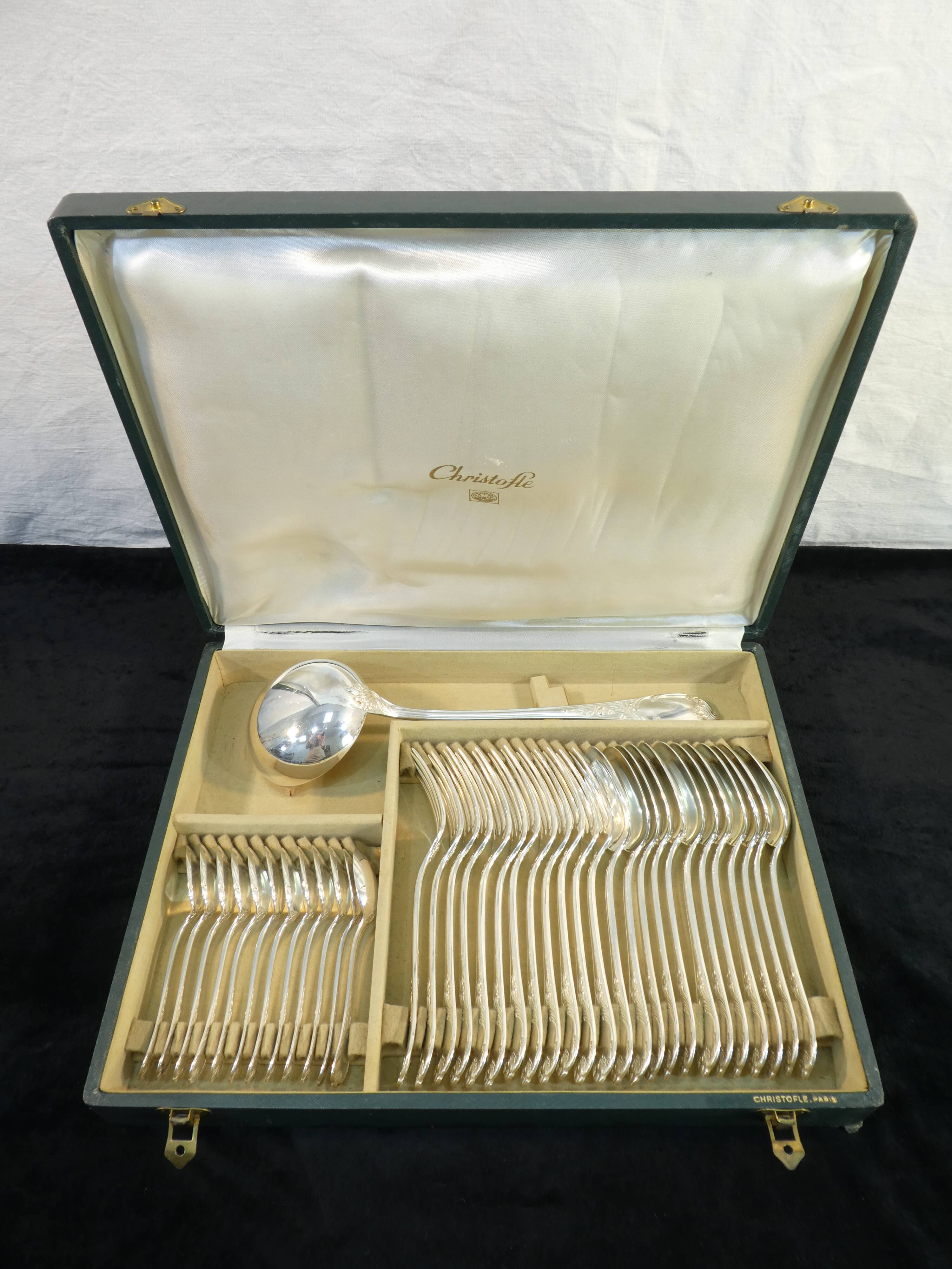 Christofle cutlery set in silver metal model MARLY