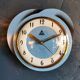 Silent vintage formica wall pendulum clock "Dam blue black"