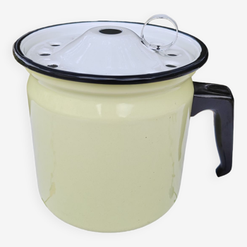 Yellow enamelled milk kettle