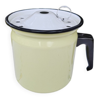 Yellow enamelled milk kettle