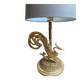 Large vintage lamp in moulded brass – Phoenix – onyx base – 1960s/70s