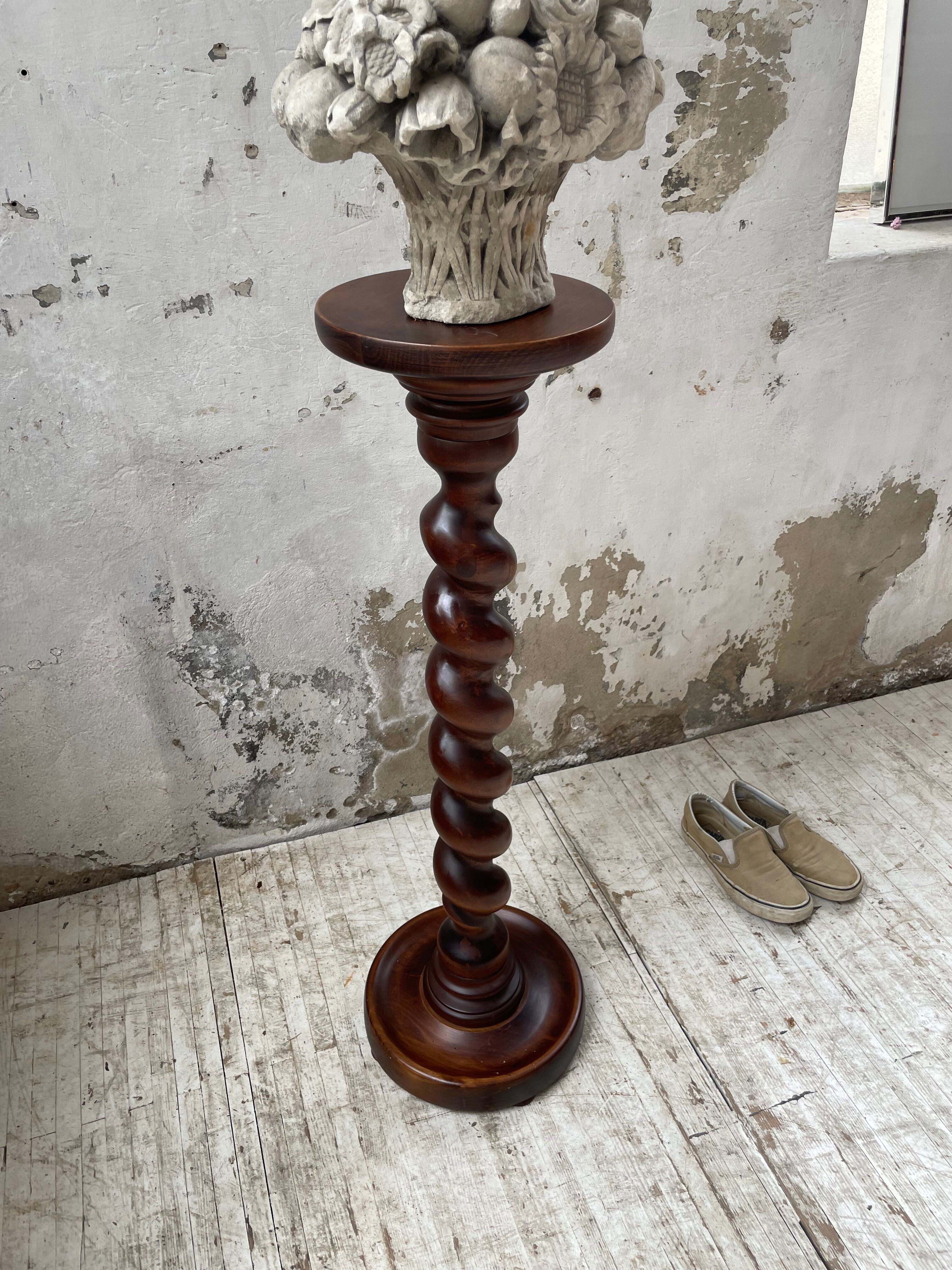 Side table walnut base turned wood