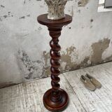 Side table walnut base turned wood