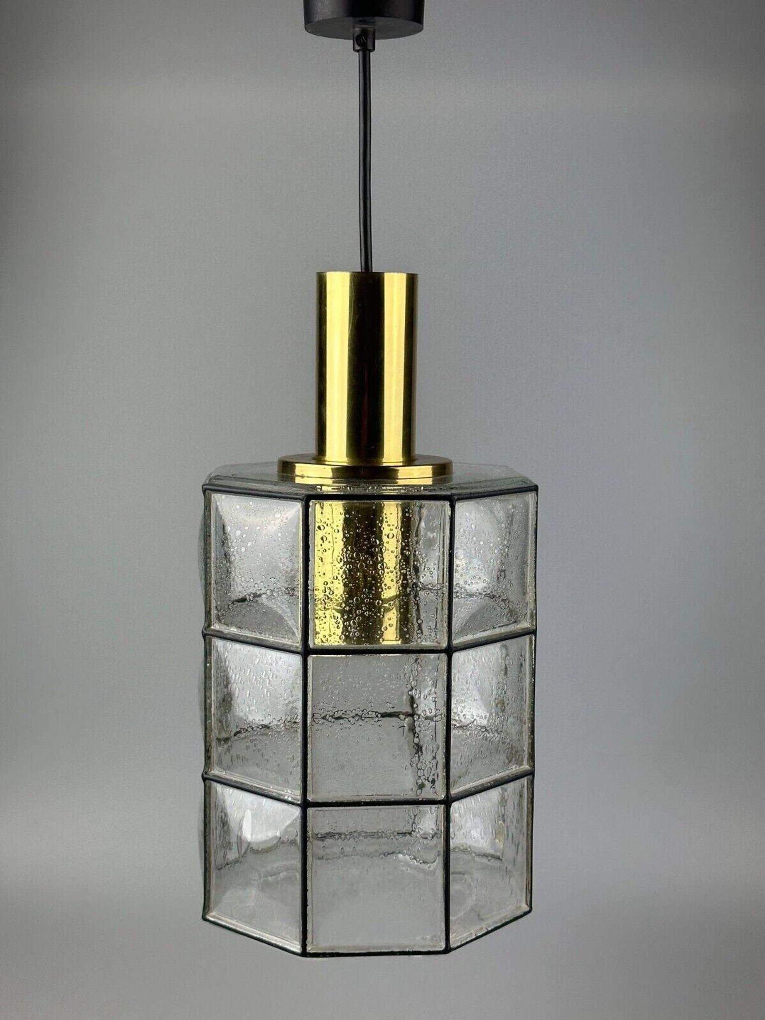 Suspension des années 60 70 Glashütte Limburg Allemagne verre et laiton Space Age