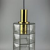 60s 70s ceiling lamp Glashütte Limburg Germany glass & brass Space Age