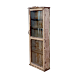 Burmese teak display case with original ecru patina