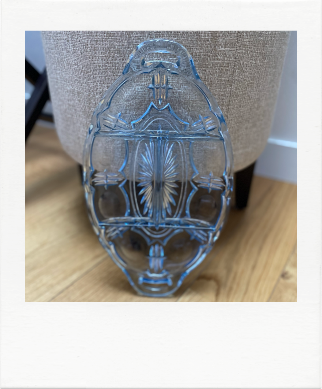Dish servant aperitif blue glass art deco