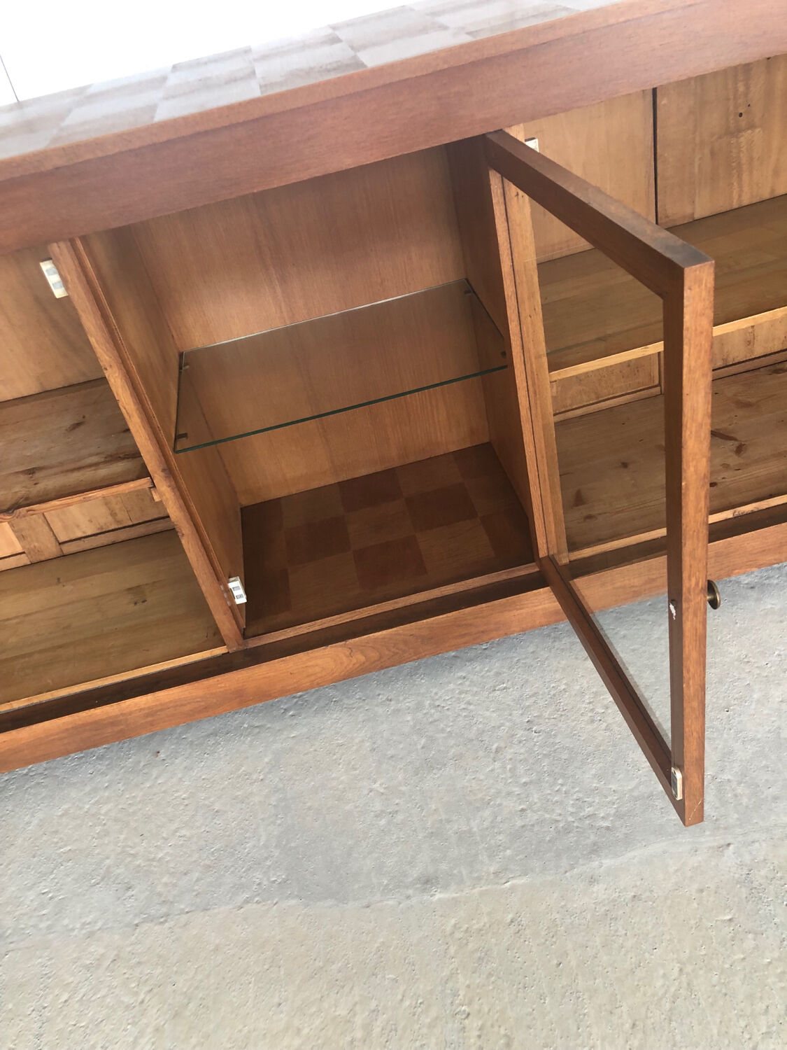 Art deco sideboard with checkered doors and top