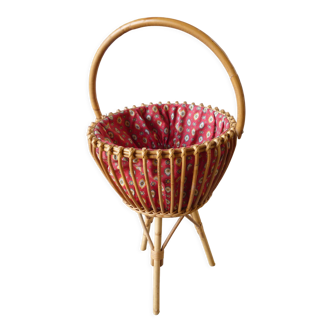 Rattan sewing basket from the 70s