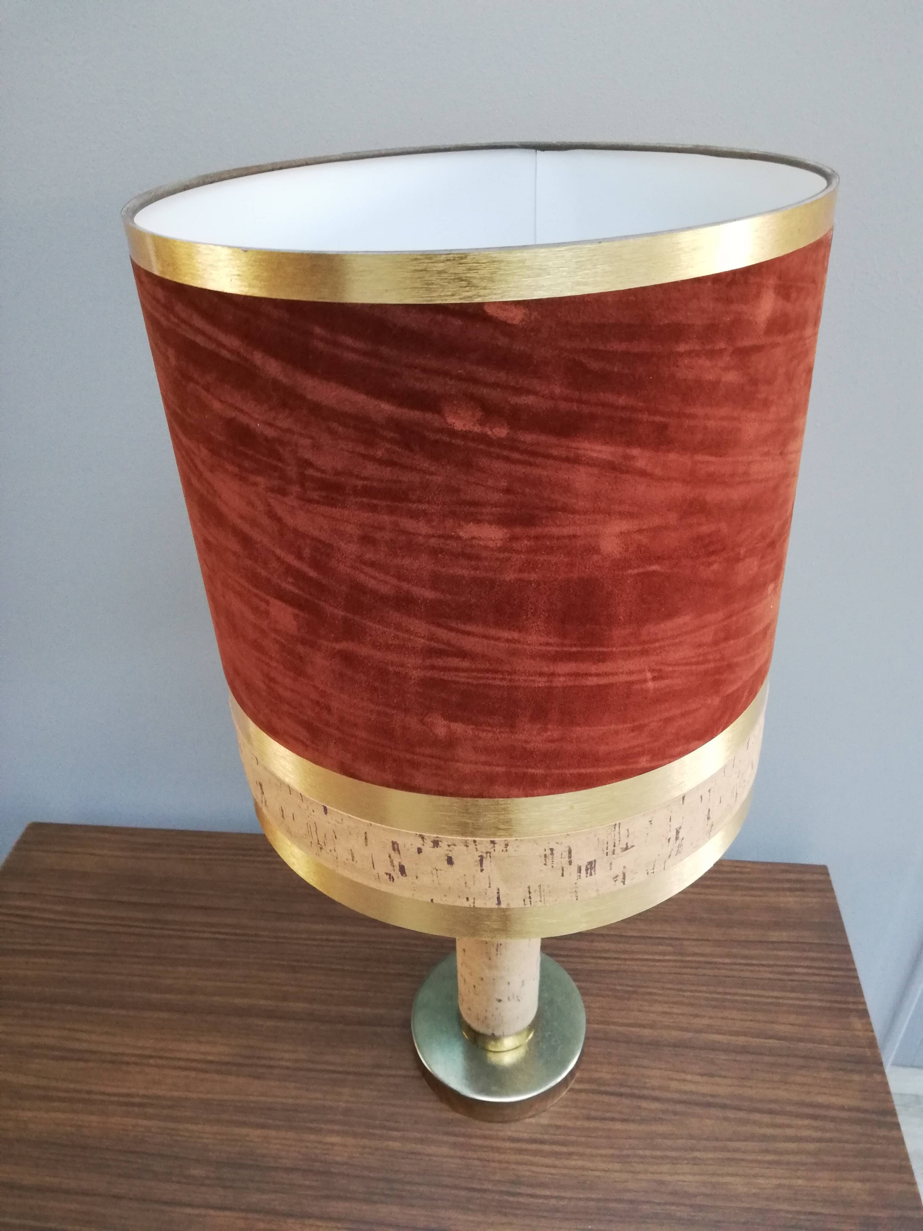 Table lamp decor gold metal Cork and vintage flighting 70