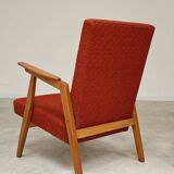 Pair of Uluv red Eastern Bloc armchairs, 1960s