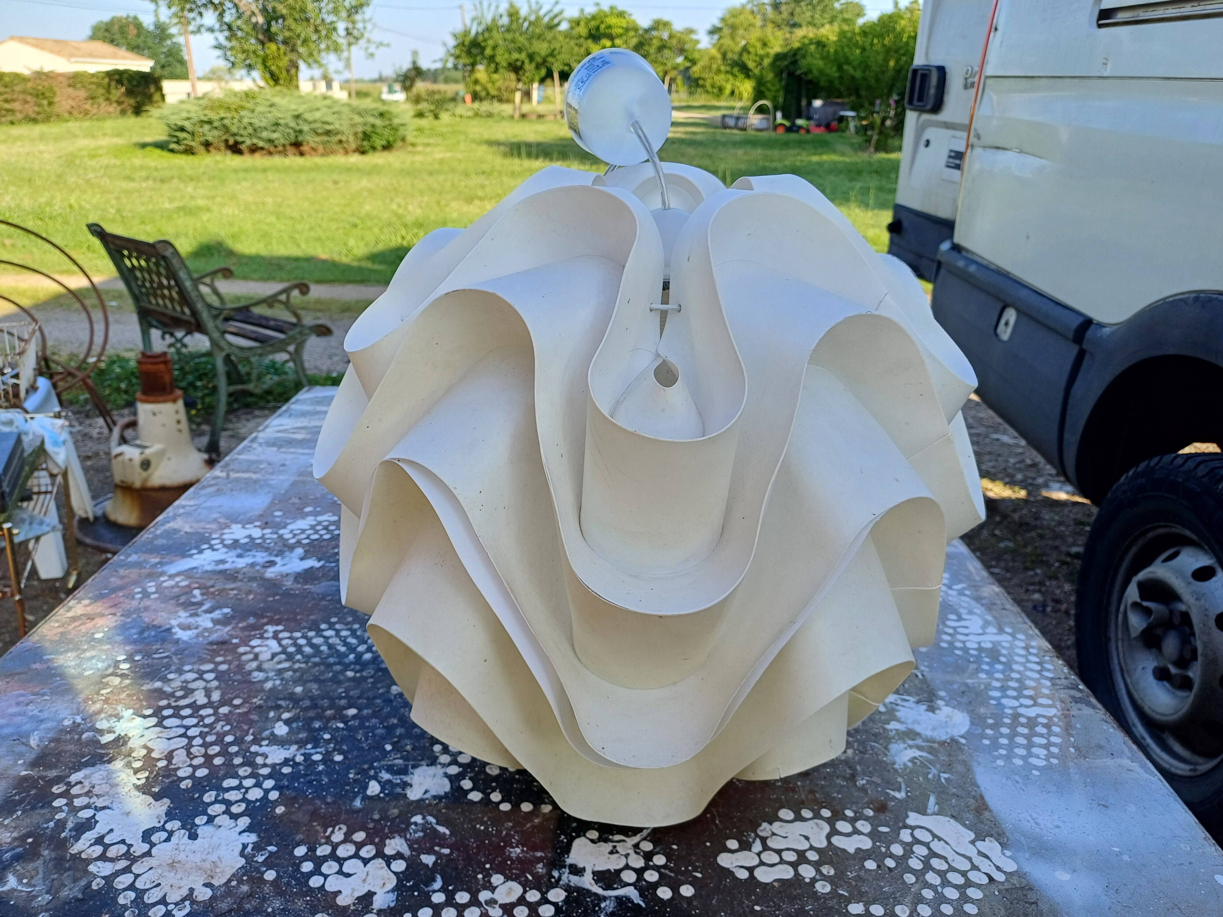 Vintage white plastic pendant lamp