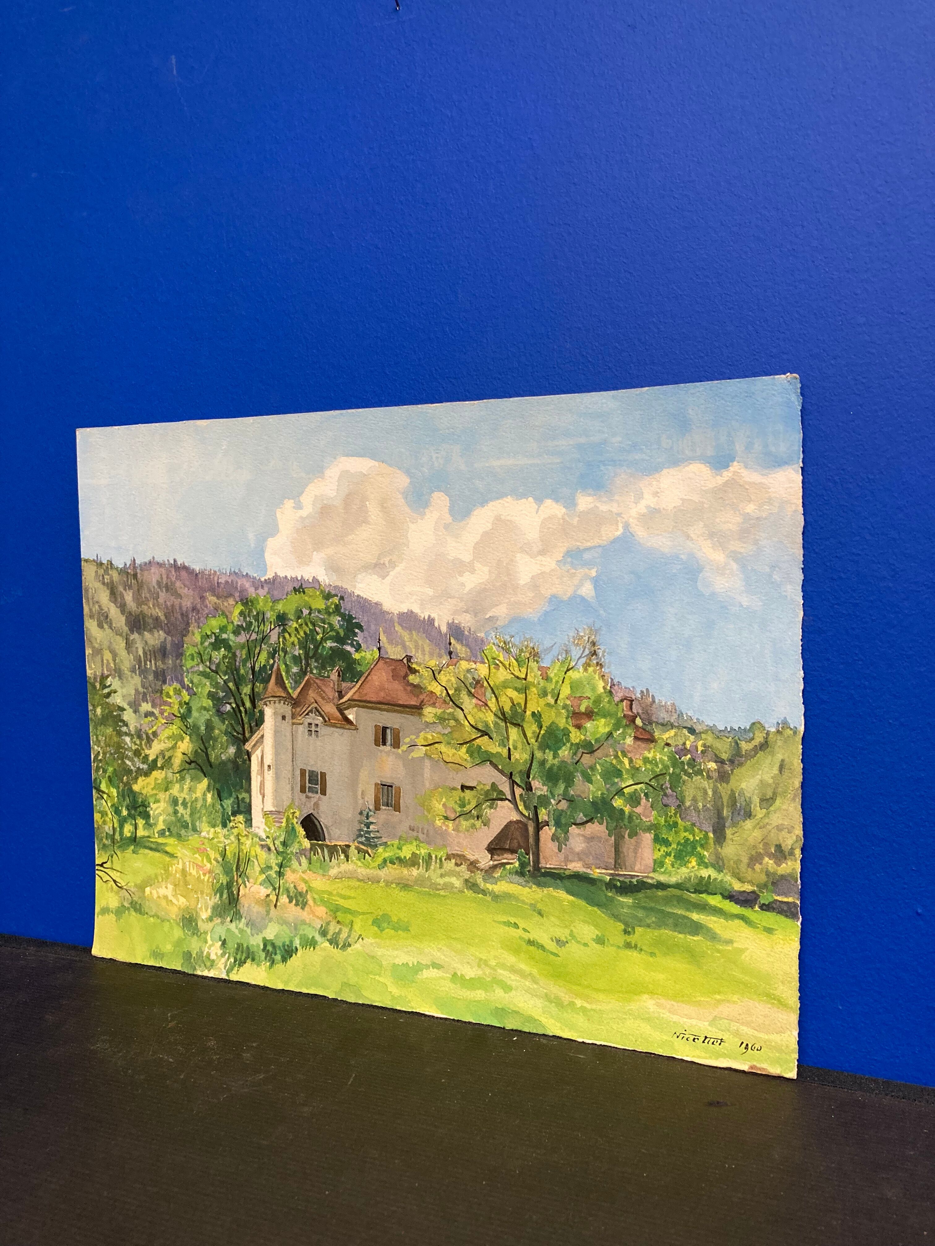 Watercolor vintage landscape