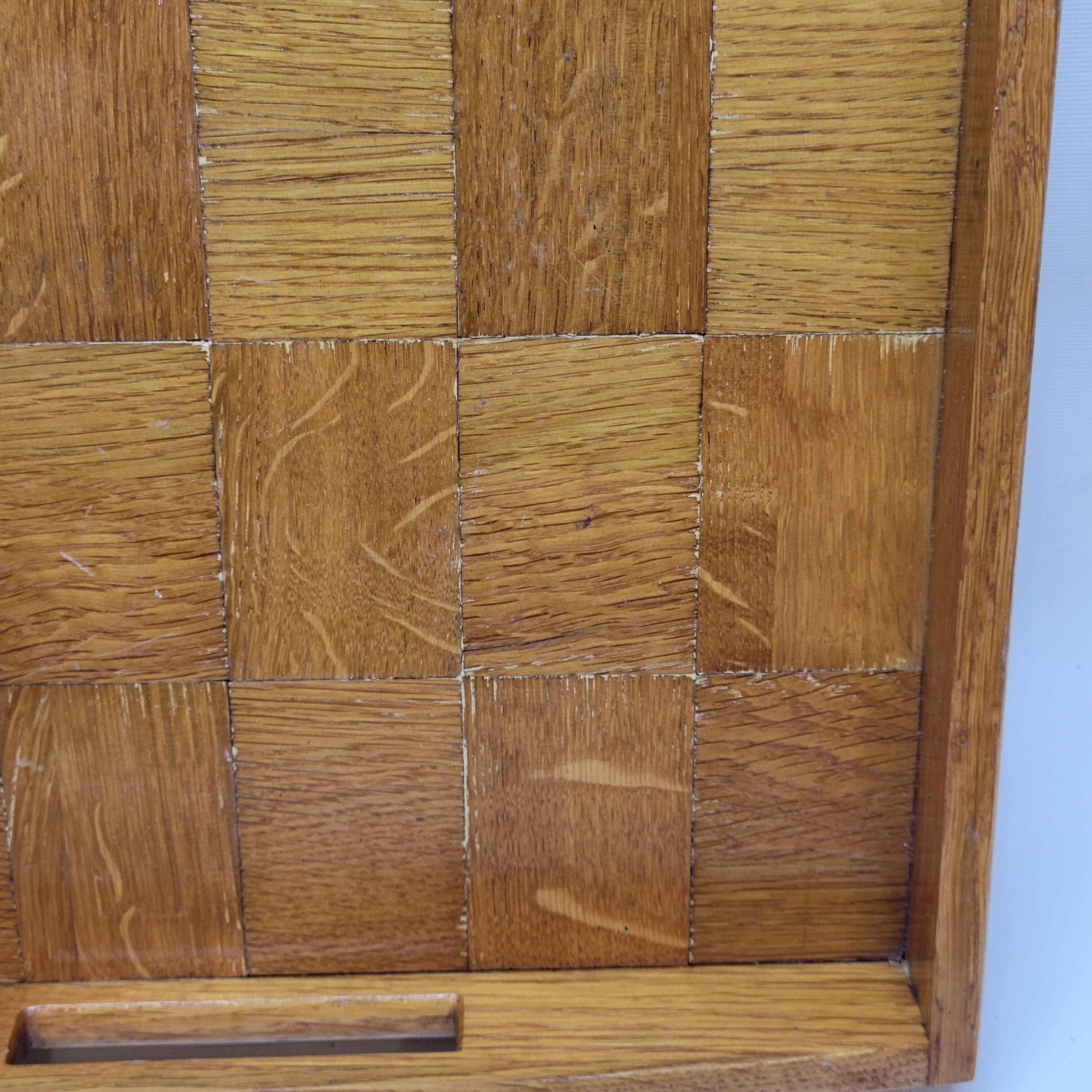 Vintage scandinavian serving tray in marquetry wood
