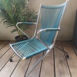 Chair armchair foldable child vintage 60's "scoubidou" blue