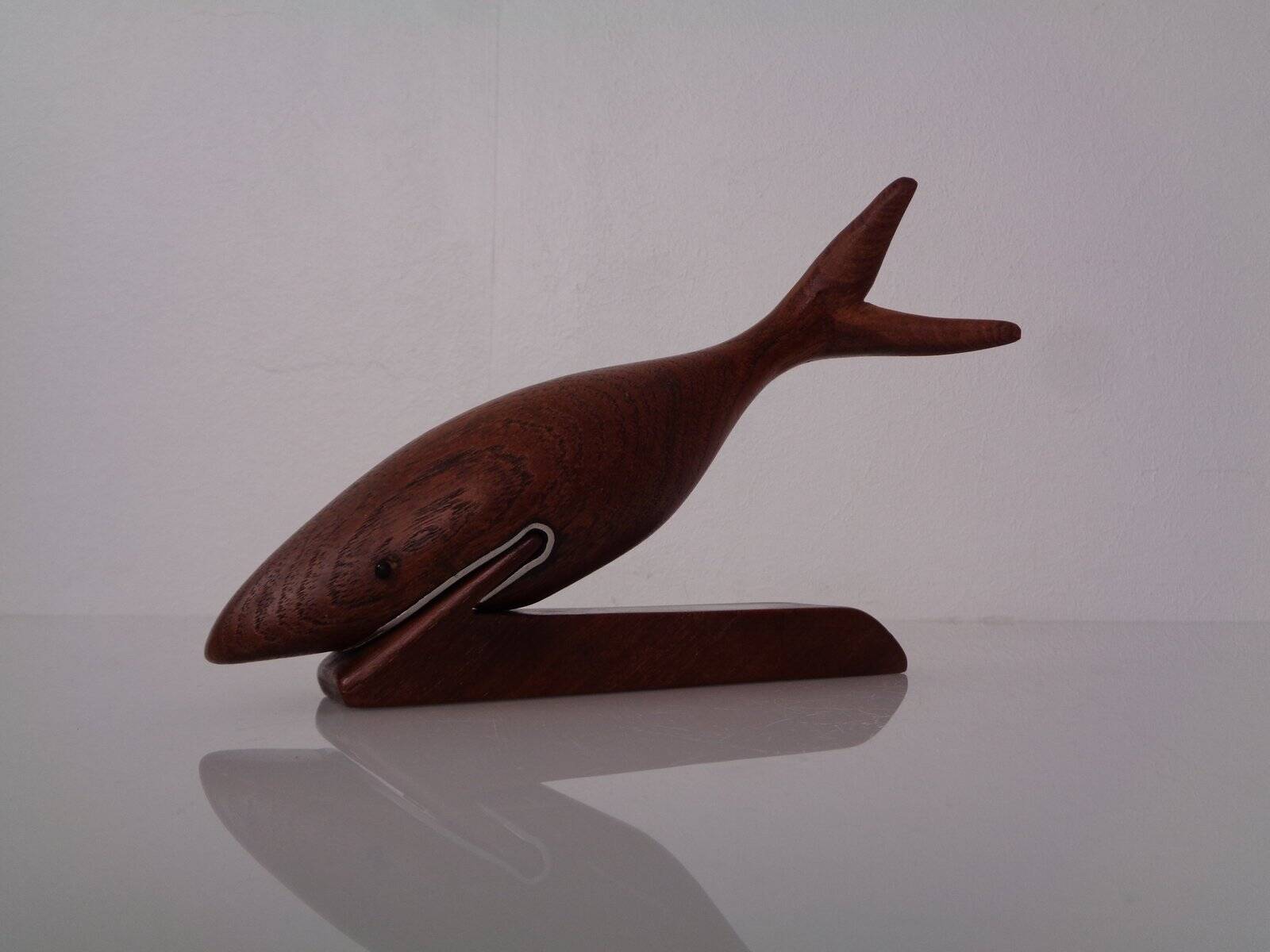 Danish Teak Shark with Stand, 1960s