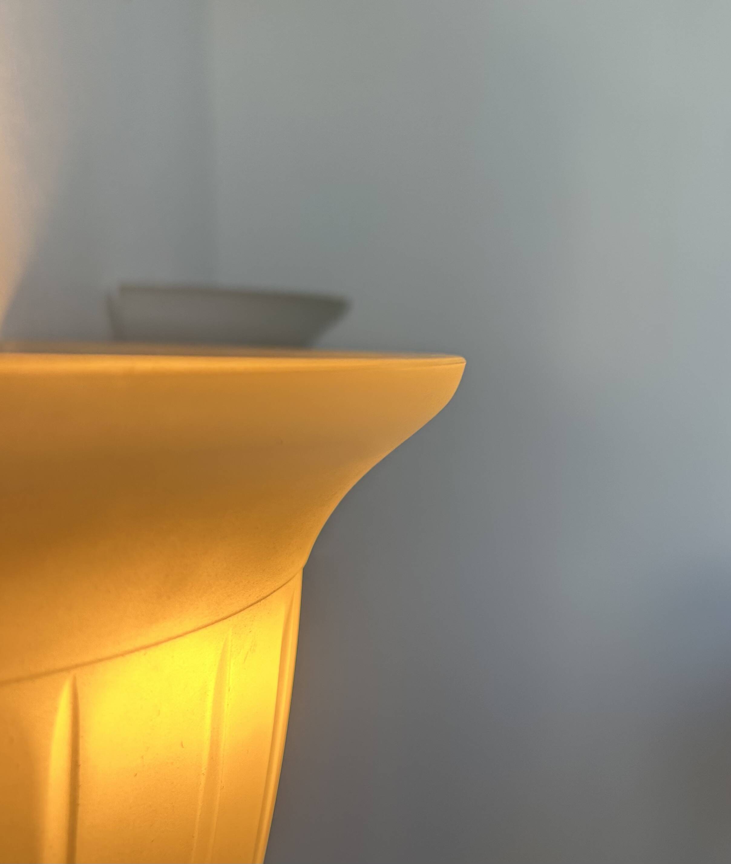 Pair of vintage wall lights, brass and sandblasted glass, France 1970