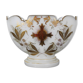 Wedding cup in opaline glass gilded with gold at the end of 1870