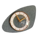 Vintage formica clock silent asymmetrical wall pendulum "Round golden green"