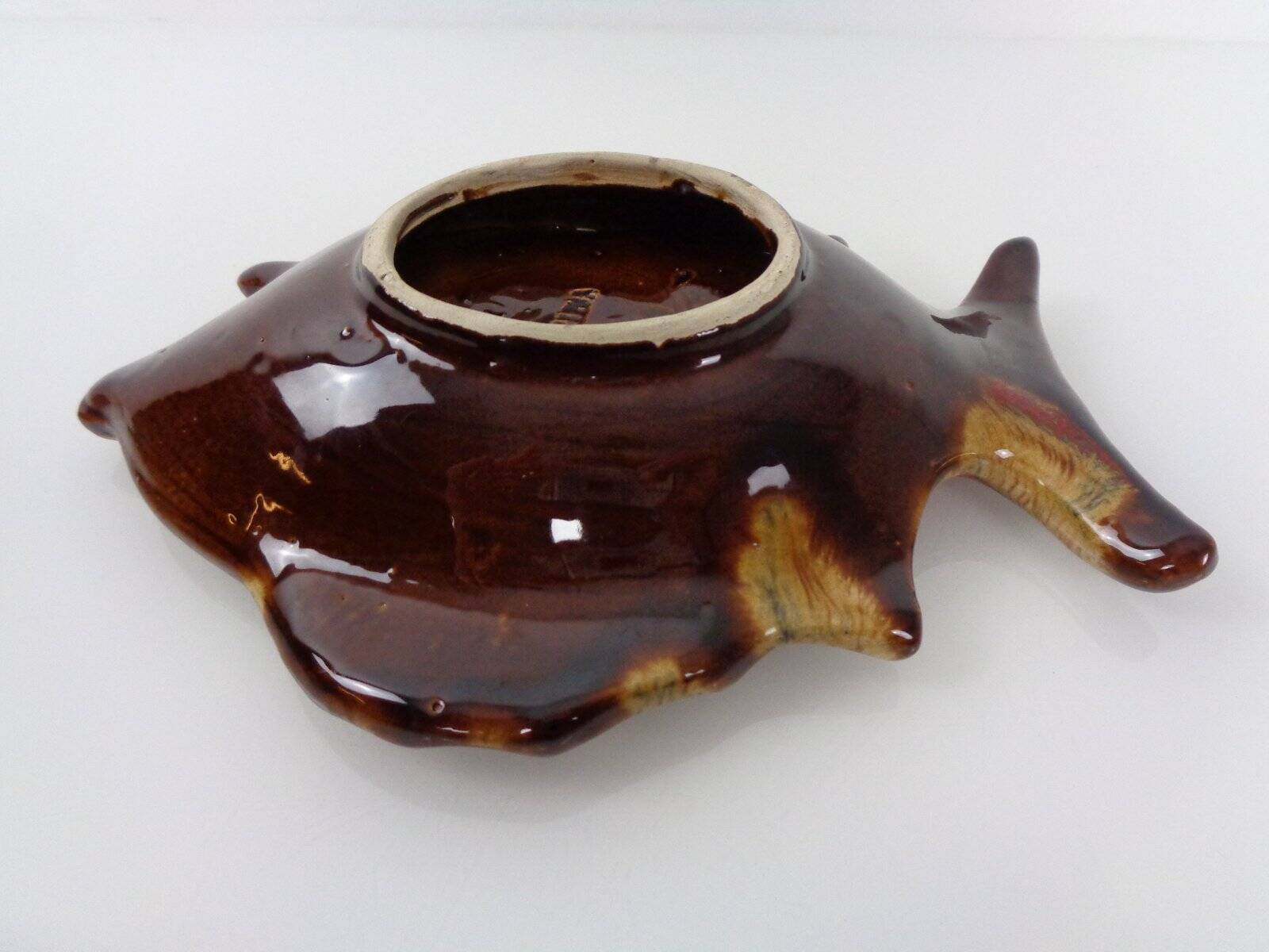 French studio ceramic bowl with fish from Vallauris, 1970s