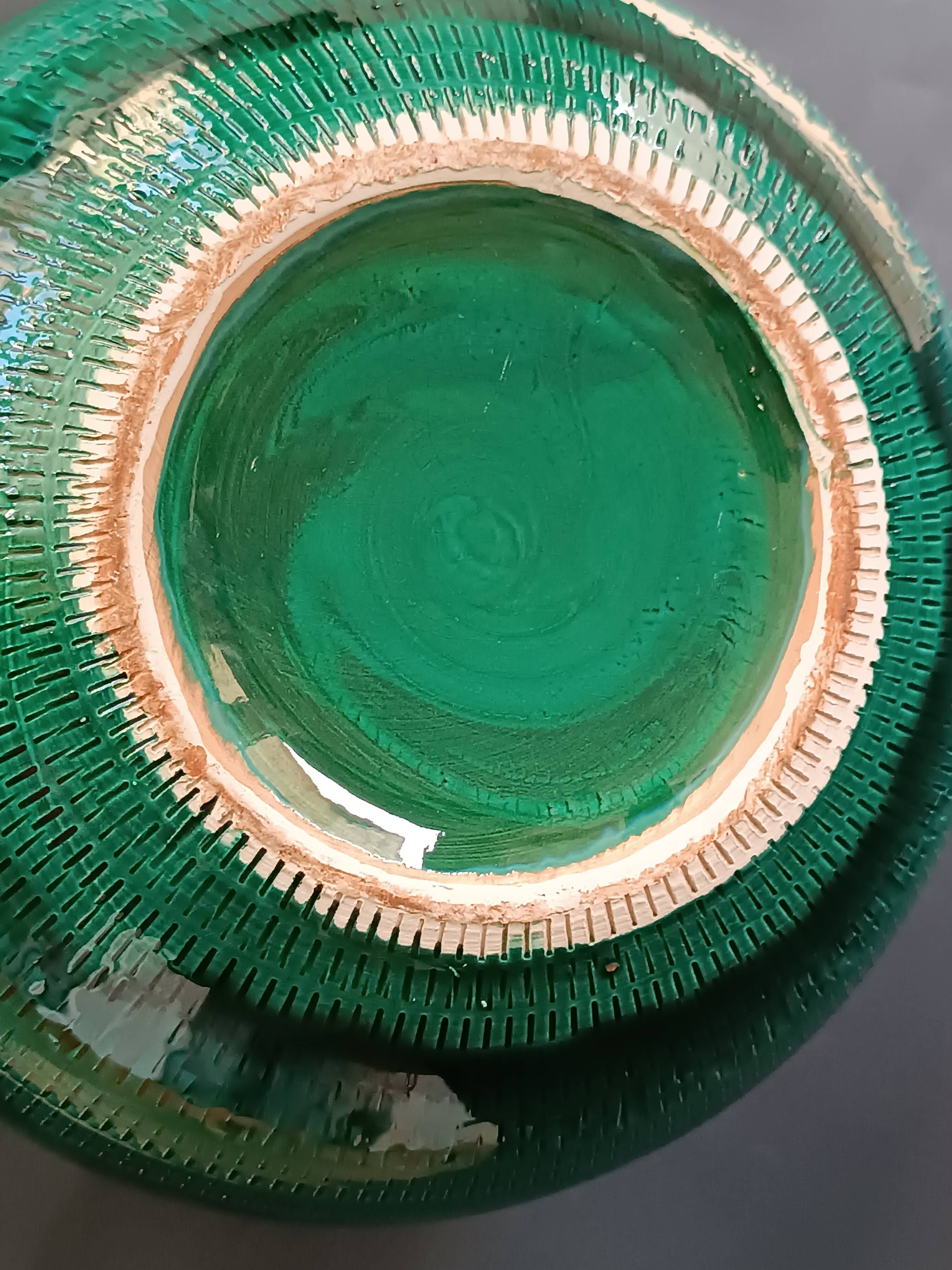 Round ceramic planter Rimini Bright Green Aldo Londi Bitossi 1970