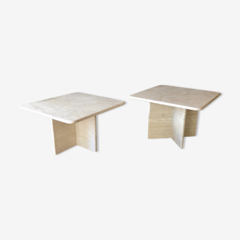 Square travertine coffee tables