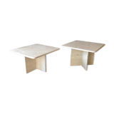 Square travertine coffee tables