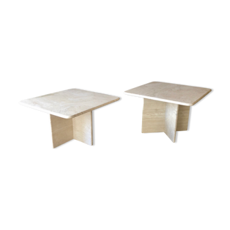 Square travertine coffee tables
