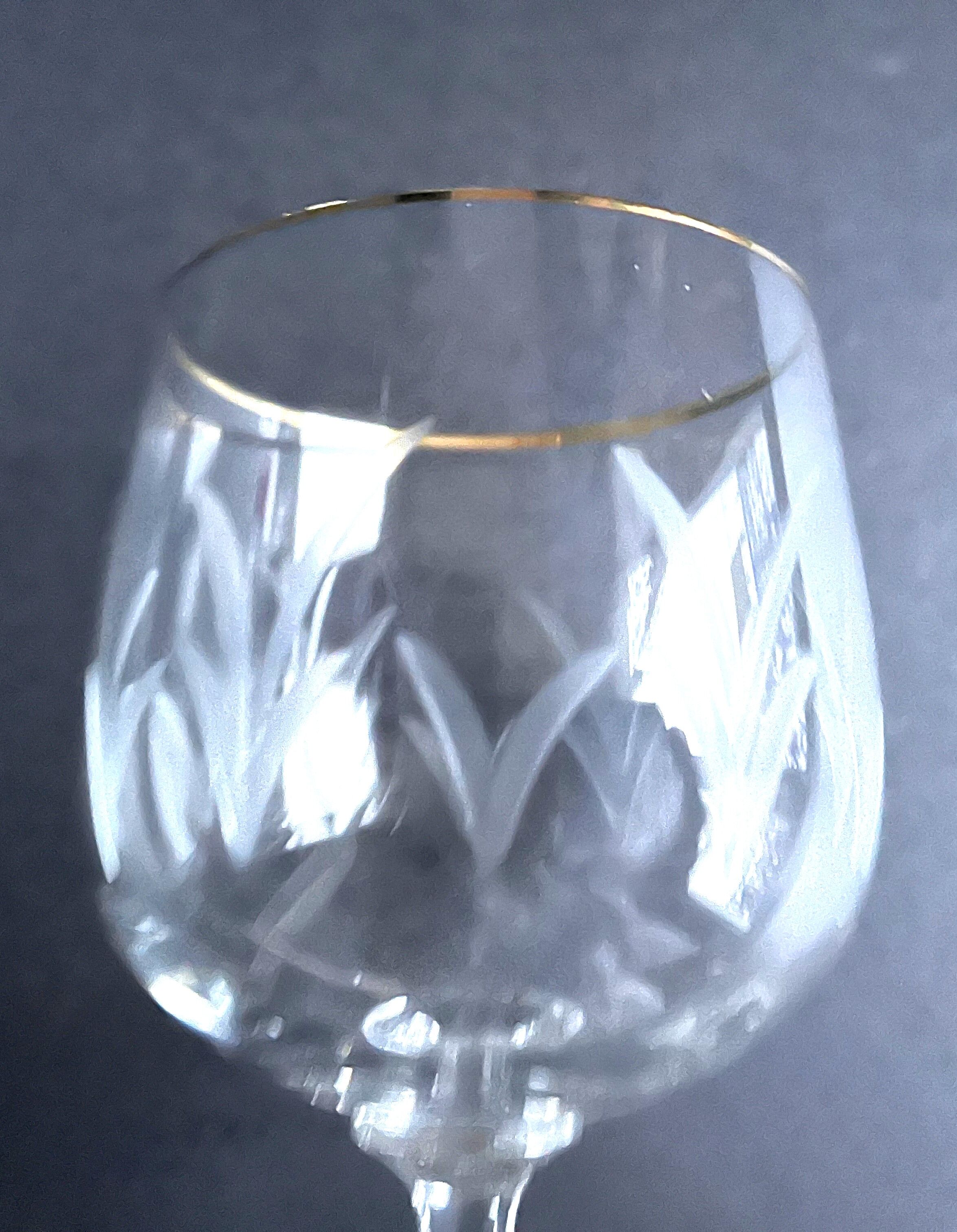 5 Cut crystal wine glasses