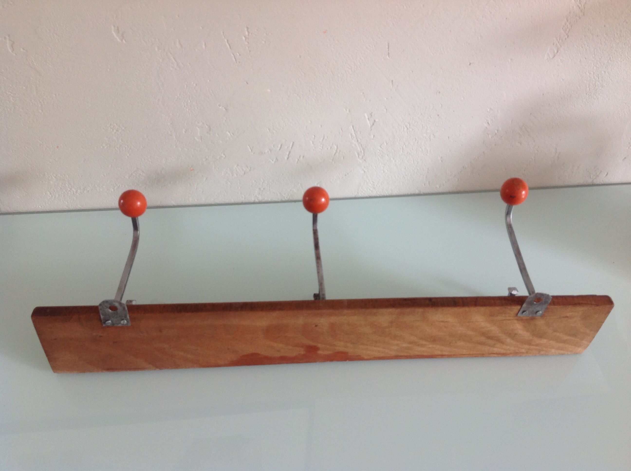 Patère à 3 têtes boules orange / vintage années 50- 60