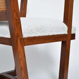 Fabric and caning armchair, 1950s.