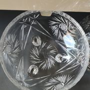Bohemian cut crystal candy dish. Sophisticated star motifs.