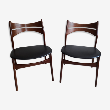 2 chaises danoises en teck massif, modèle 310, design Erik Buch