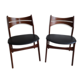 2 Danish chairs in solid teak, model 310, design Erik Buch