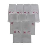 9 old linen towels embroidered MC with red thread