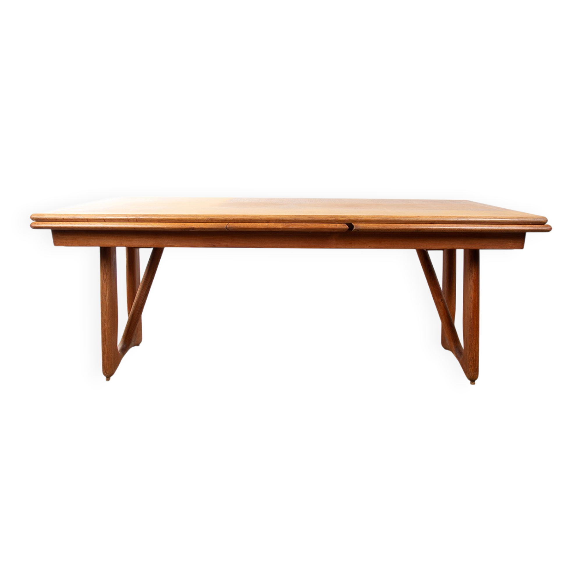Large extendable dining table, 320 cm, in oak, Guillerme and Chambron.