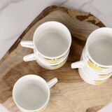 6 small coffee cups, apple decoration