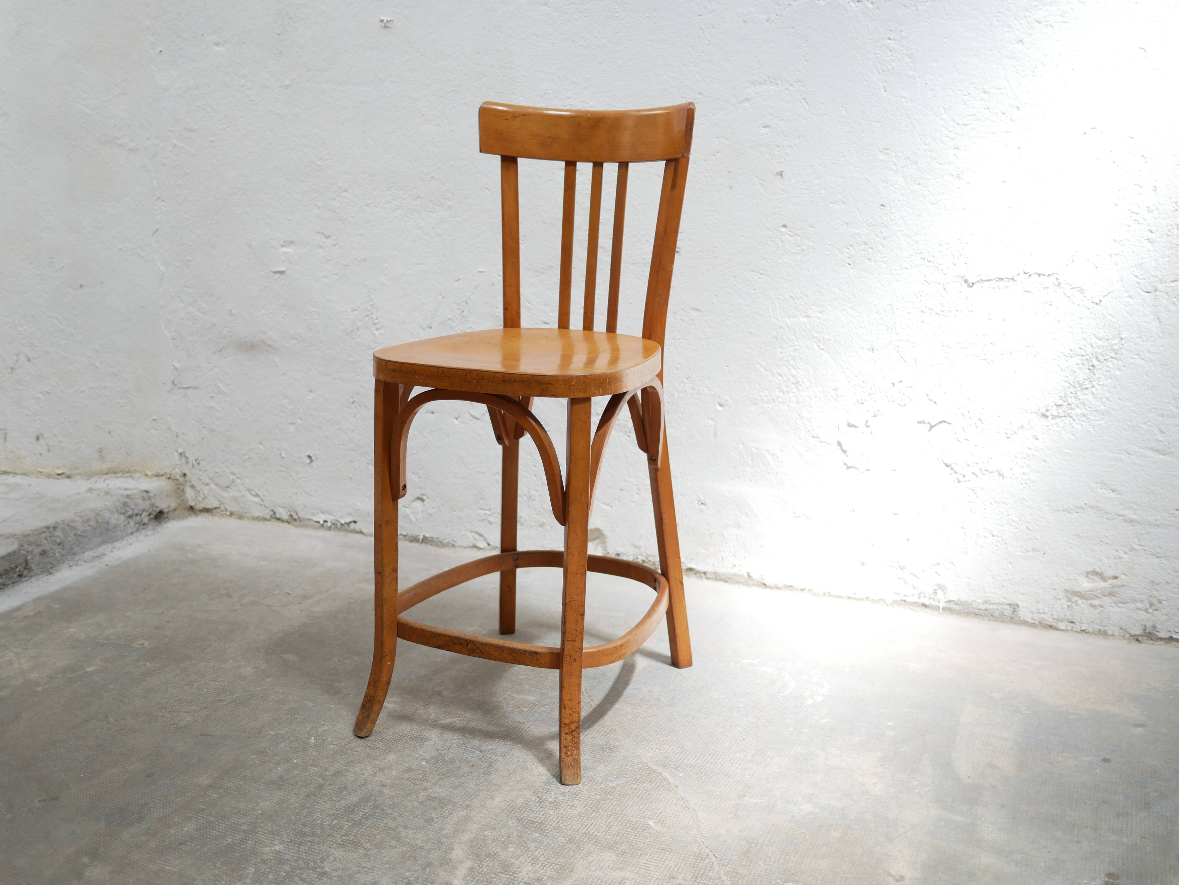 Vintage wooden bar chair by Baumann editions