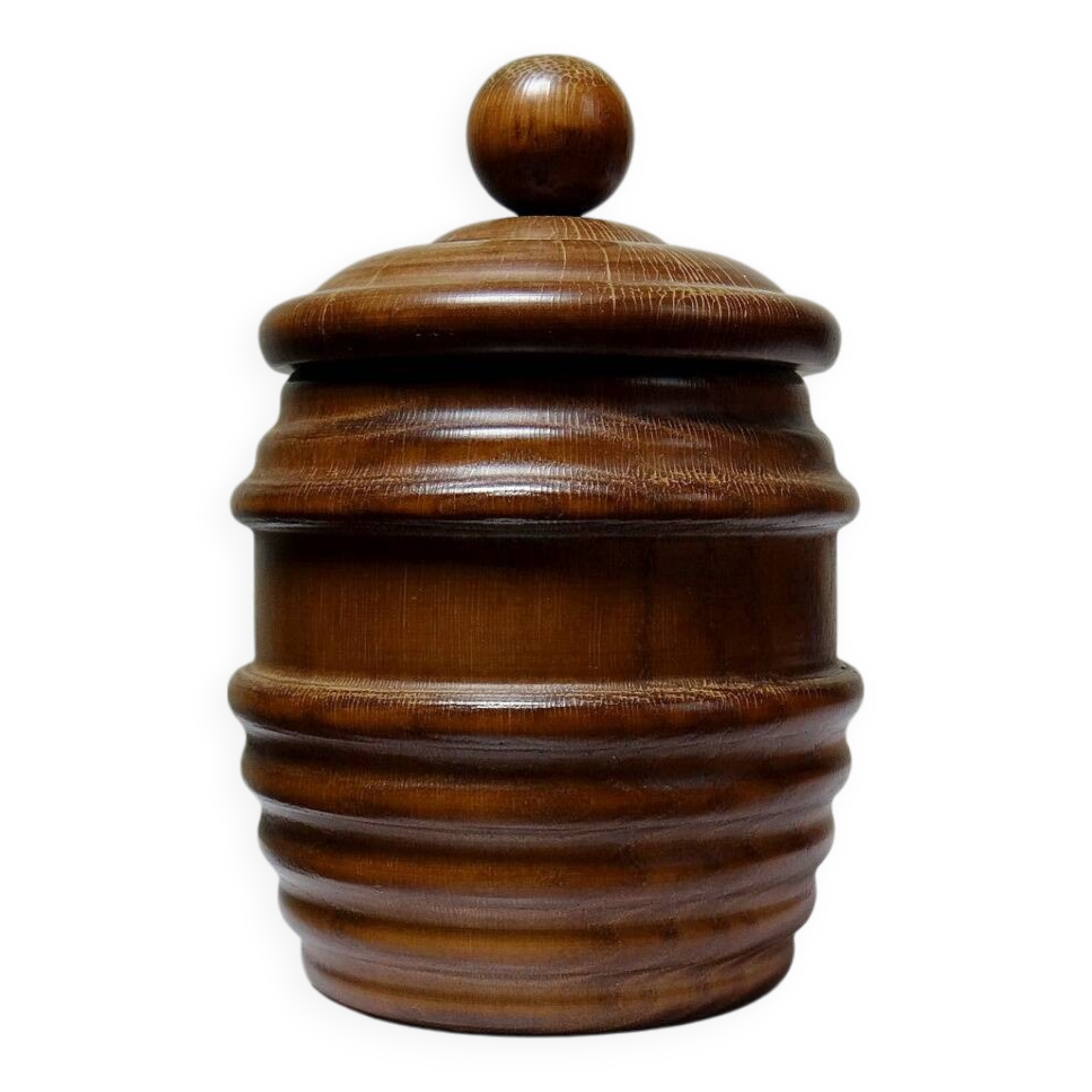 Tobacco jar, vintage turned wooden box from the 40s-50s