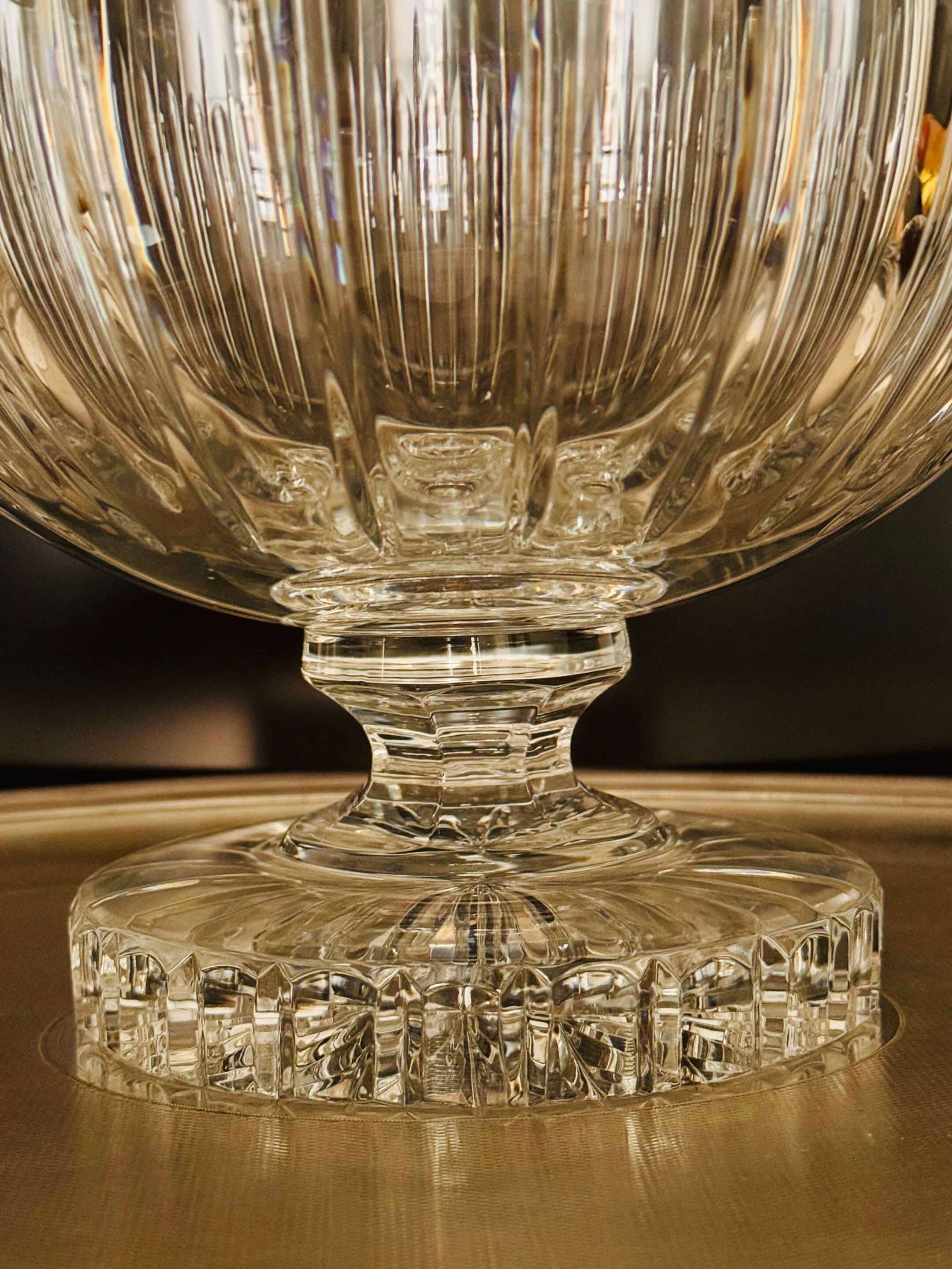 Large cut crystal bowl on a stand