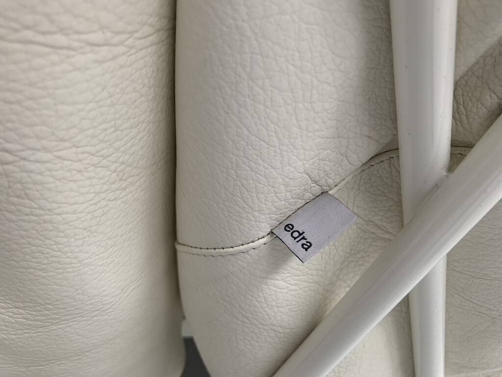 Edra Corbeille Armchair – In ivory white leather