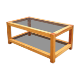 Table basse vintage en bois et en verre