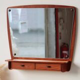 Scandinavian wall mirror in teak with drawers – mid-century Danish design